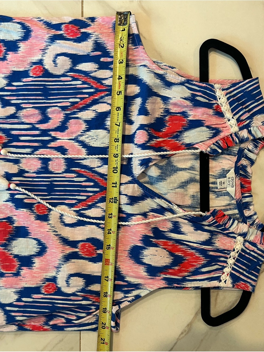 crown & ivy Blue White Pink Printed Sleeveless Ruffle-Hem Dress - Picture 9 of 9